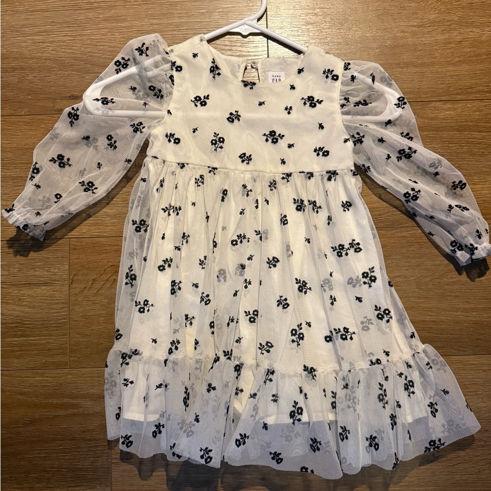 Gap Toddler Floral White and Black Dress